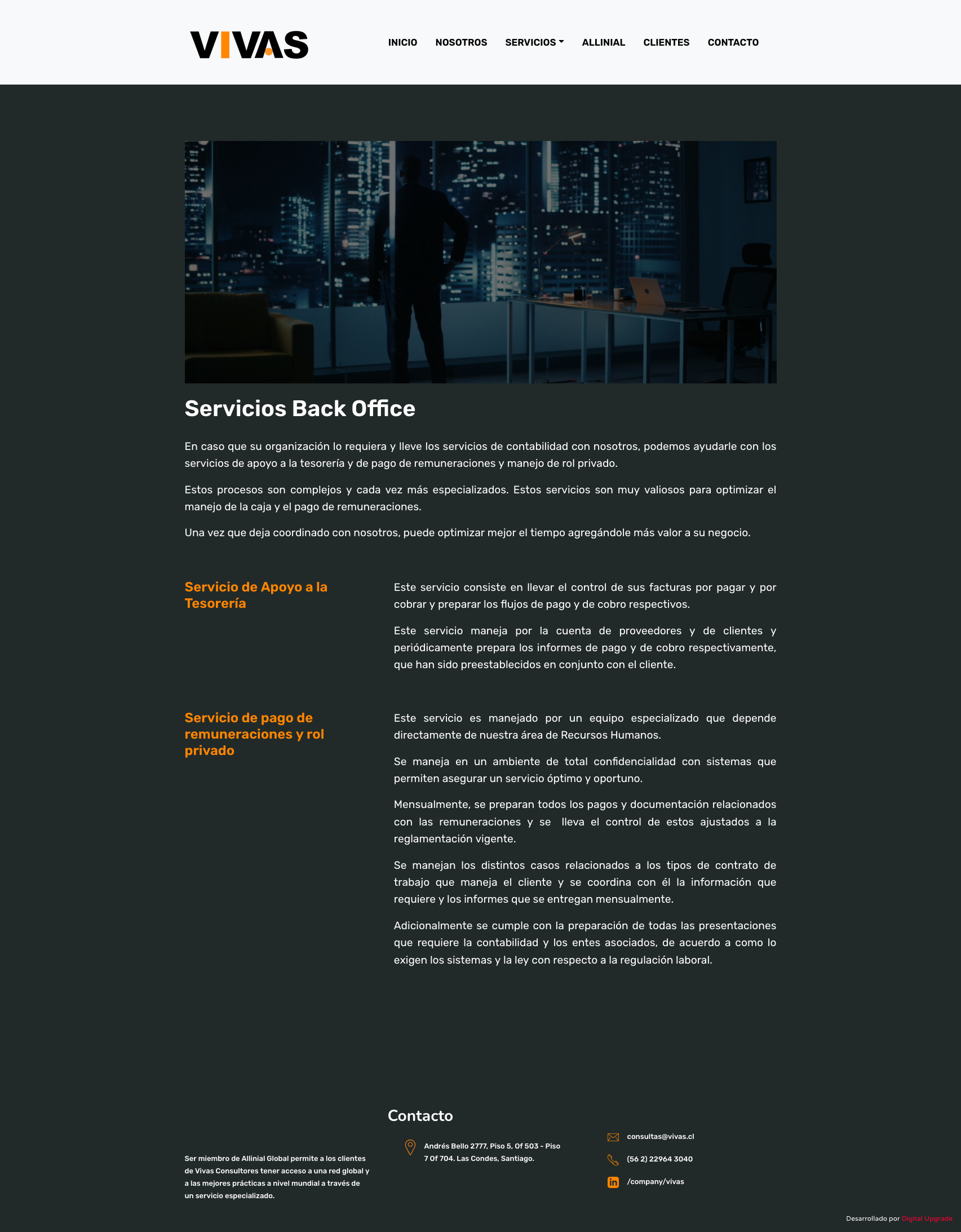 Sitio web desarrollado para Vivas Consultores