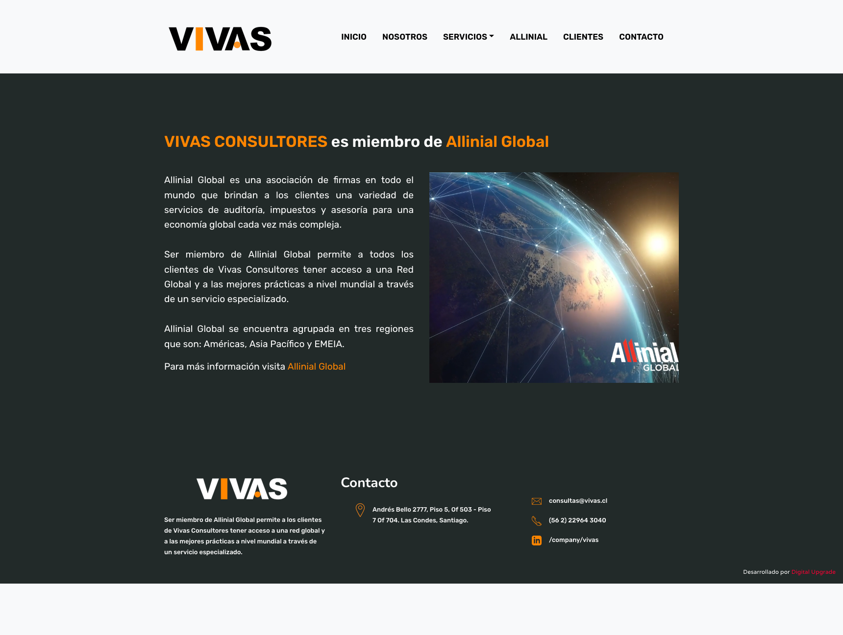 Sitio web desarrollado para Vivas Consultores