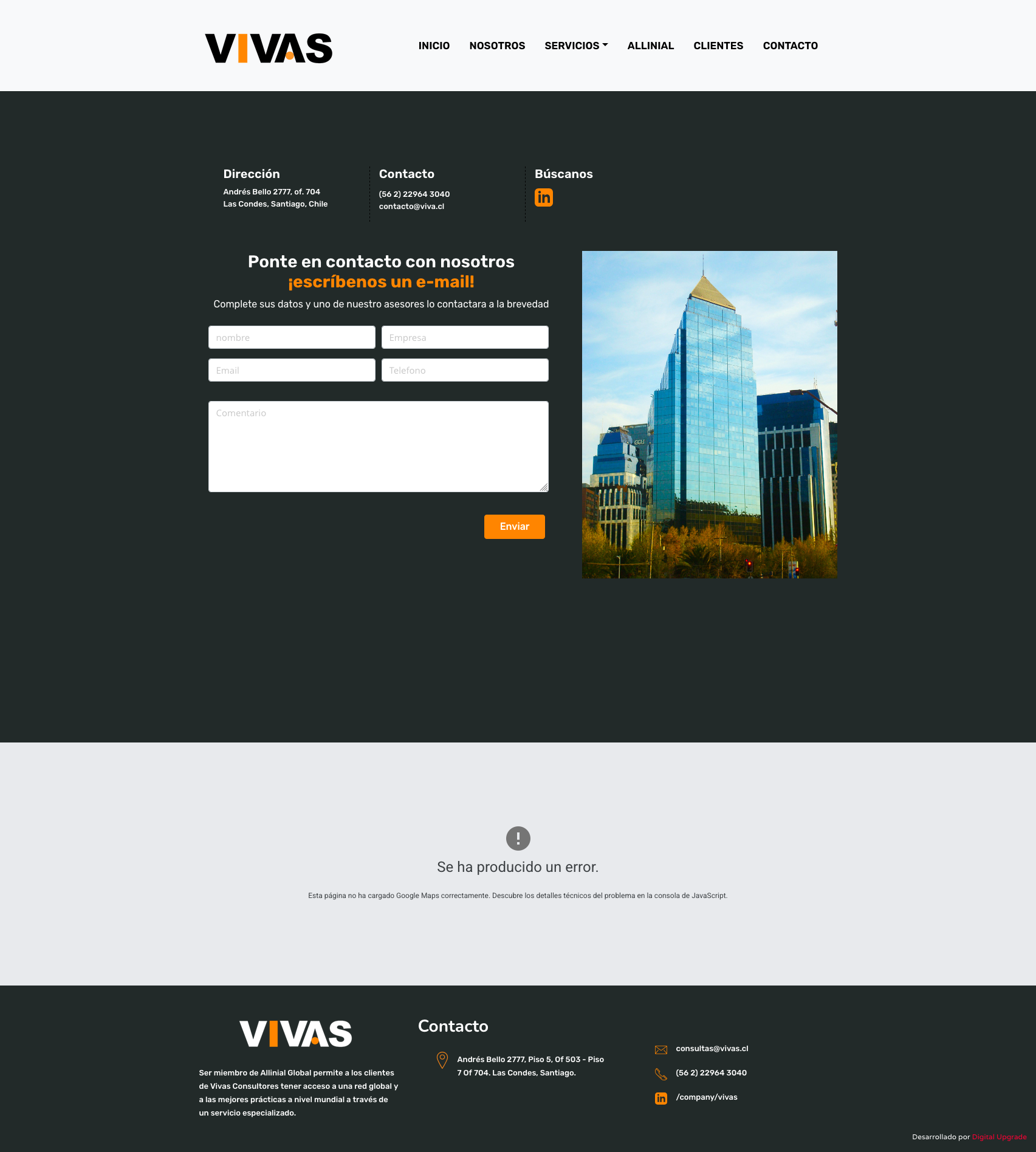 Sitio web desarrollado para Vivas Consultores